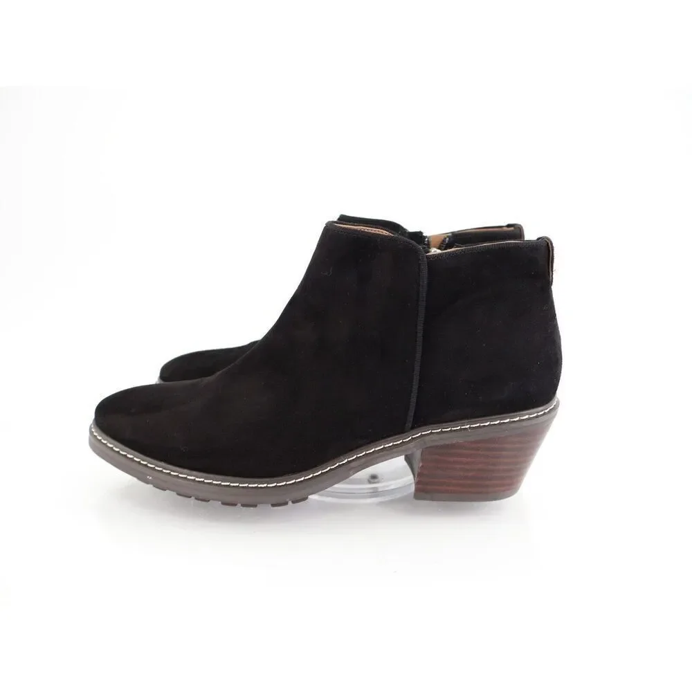 Sam Edelman Womens Pryce Ankle Boots Black Suede Block Heel Zip Up Size 8M